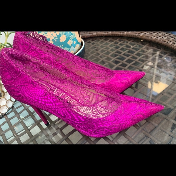 Zara Pink Lace pointy stiletto high heels - Picture 4 of 10